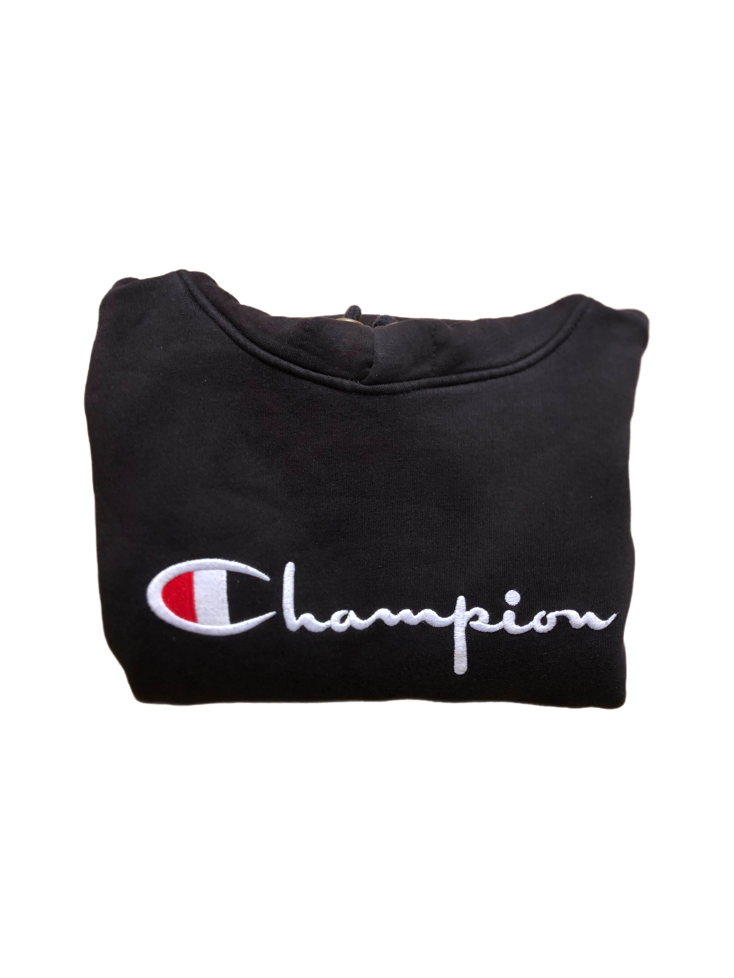Champion – Sudadera Negra Vintage – Talla XL