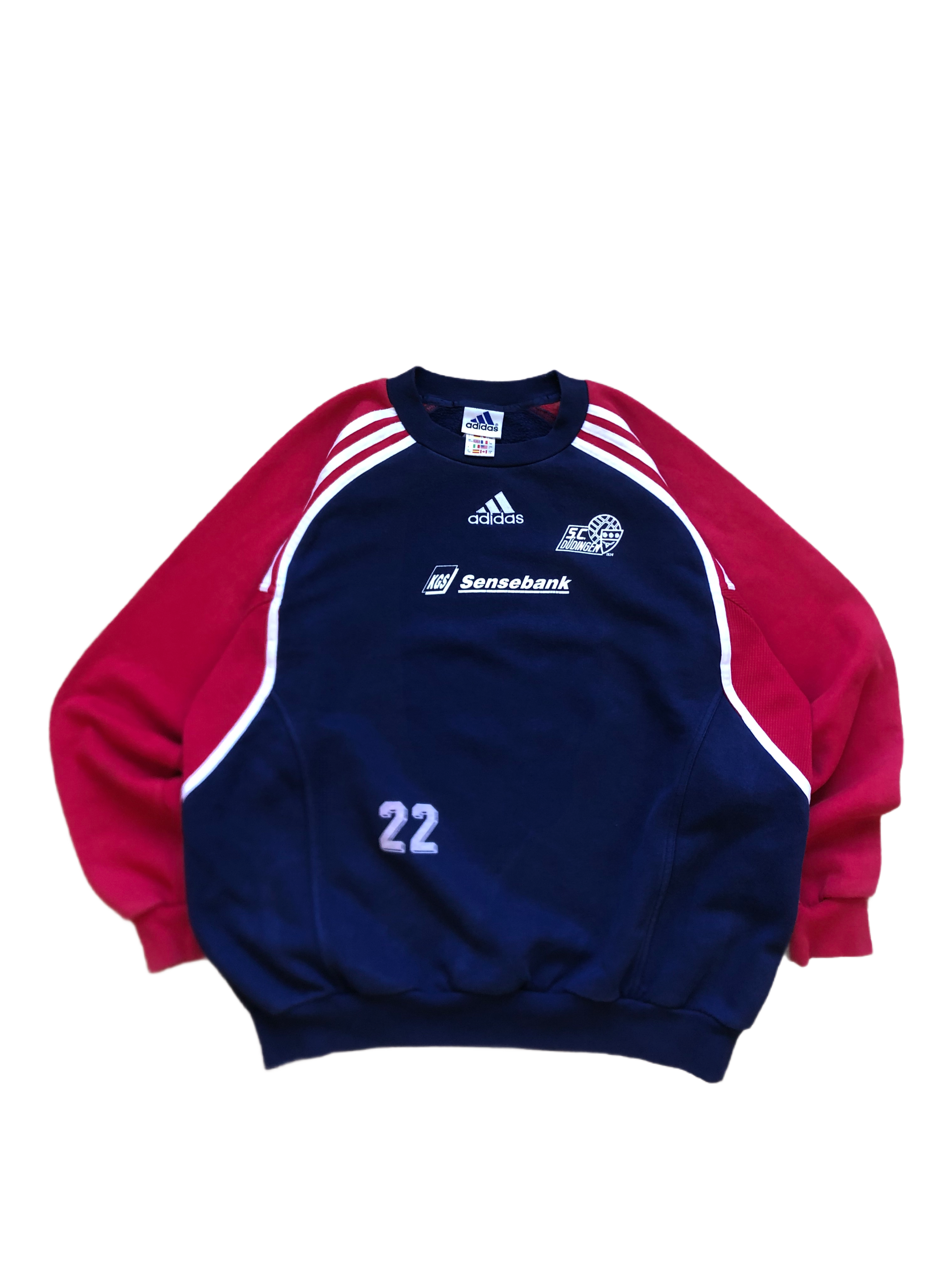 Adidas – Sudadera Vintage Roja – Talla L (Baggy)